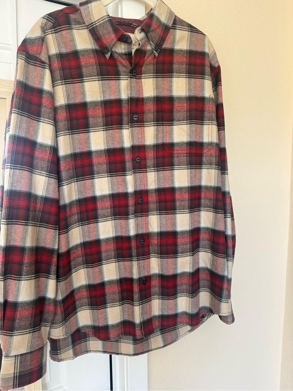 Weatherproof Red and Cream Plaid Flannel Shirt